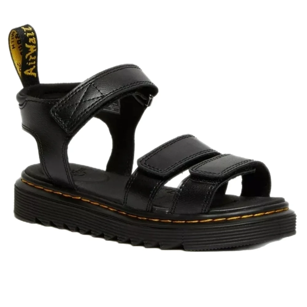Dr. Martens Klaire Junior Leather Strap Sandals Black Kids 11 – Hook And Loop